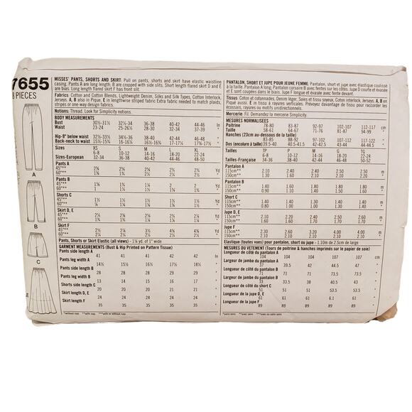 Simplicity 6 Made Easy Skirts Pants Shorts 7655 AA XS S M CUT - Picture 4 of 7